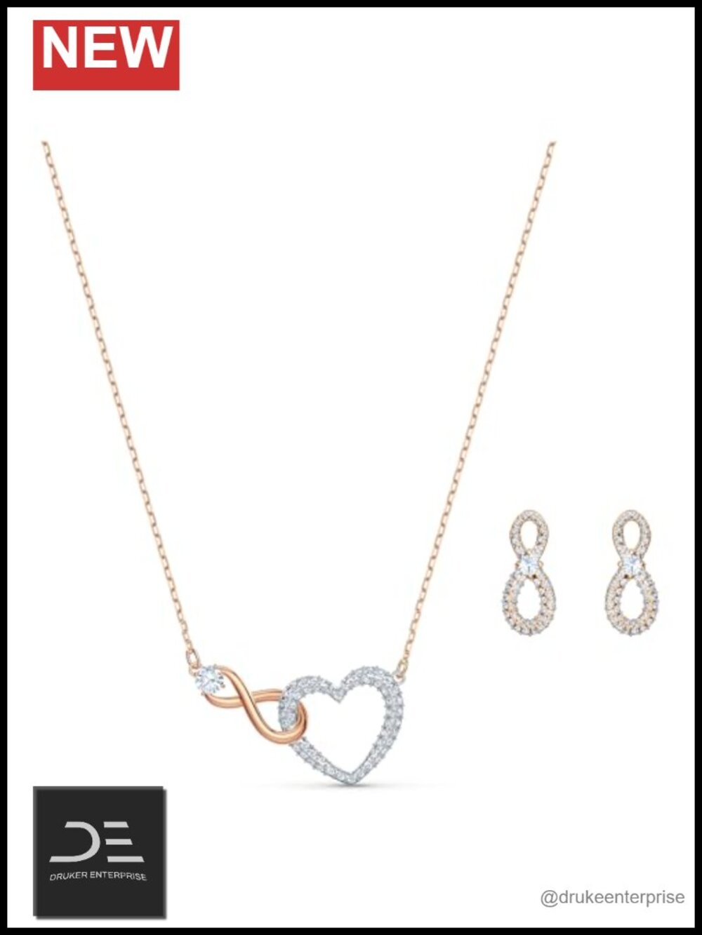 Swarovski Infinity Heart Crystal Jewelry Set Necklace & Earrings